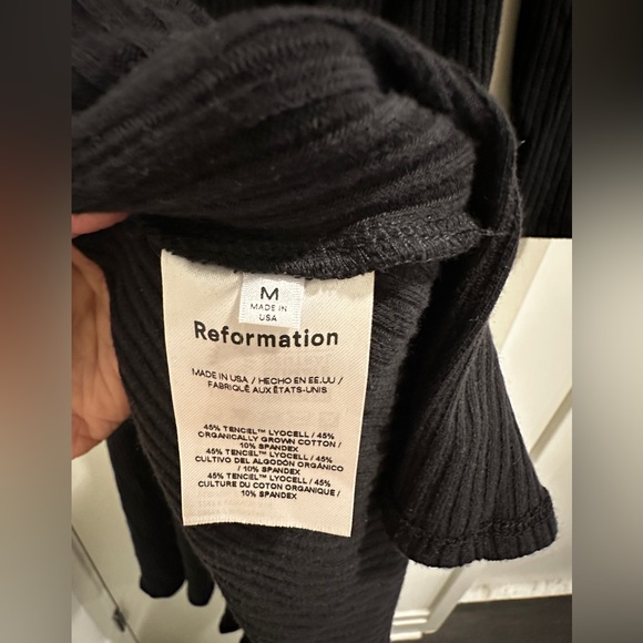 Reformation Banks Black Knit Ribbed Long Sleeve Midi Dress Size M - Picture 9 of 11